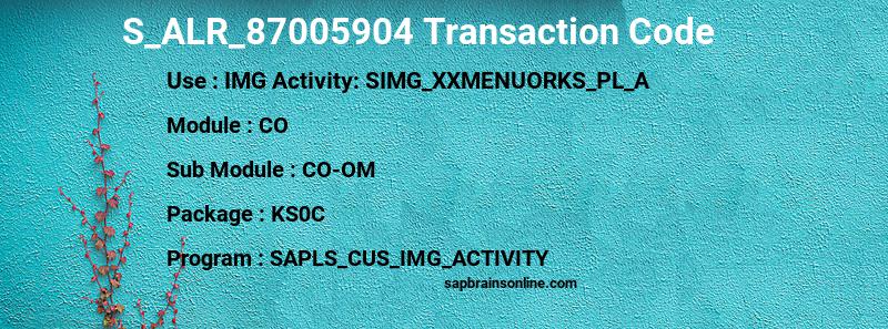 SAP S_ALR_87005904 transaction code