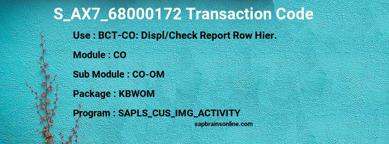 SAP S_AX7_68000172 transaction code