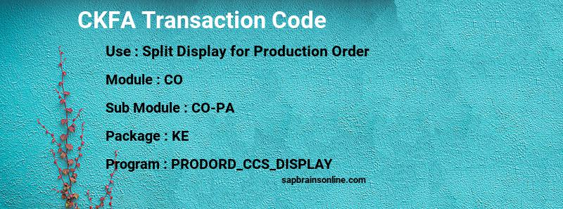 SAP CKFA transaction code