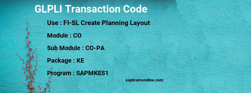 SAP GLPLI transaction code