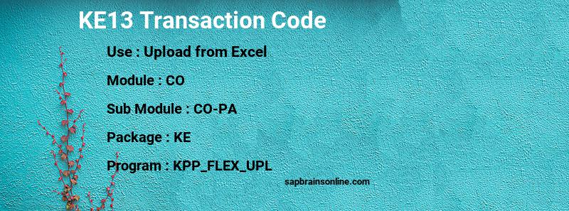 SAP KE13 transaction code