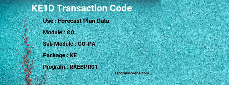 SAP KE1D transaction code