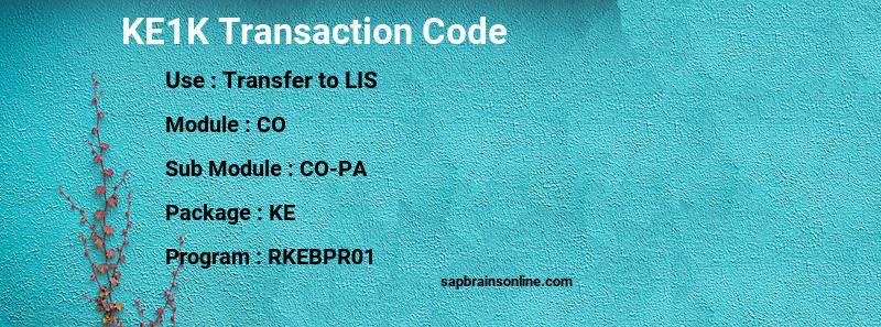 SAP KE1K transaction code