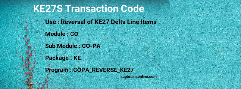 SAP KE27S transaction code
