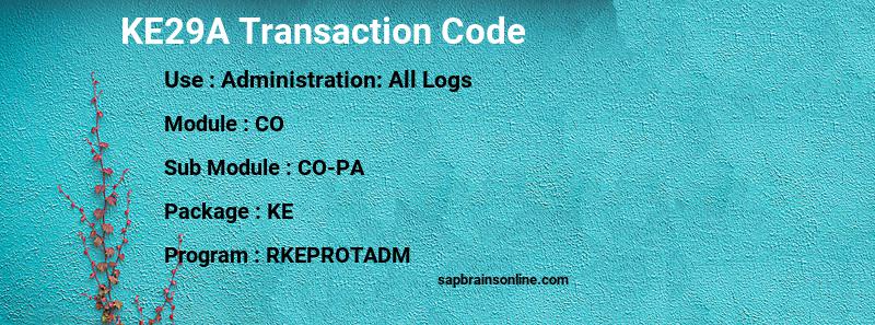 SAP KE29A transaction code