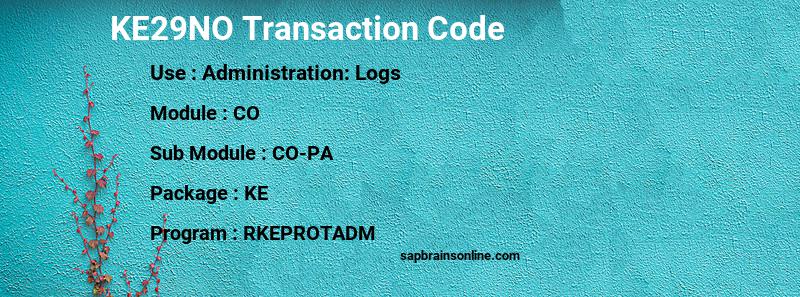 SAP KE29NO transaction code