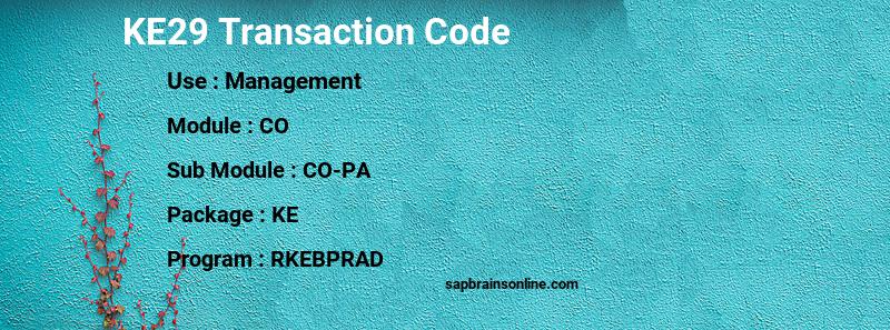 SAP KE29 transaction code