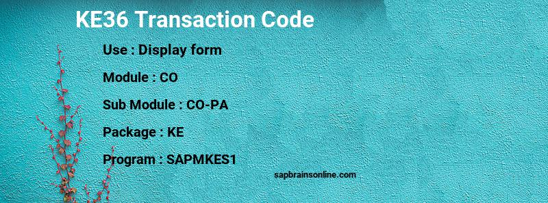 SAP KE36 transaction code