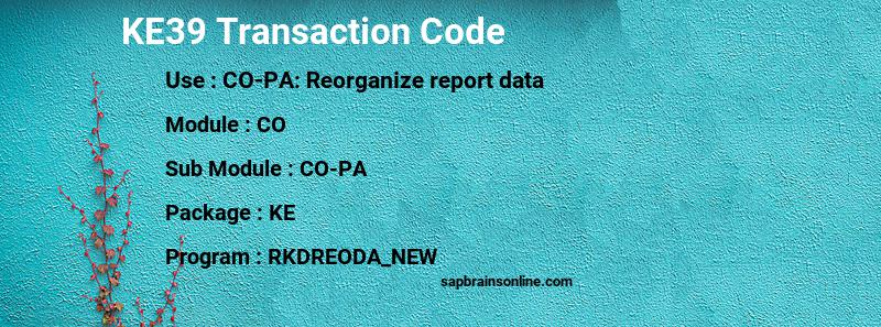 SAP KE39 transaction code
