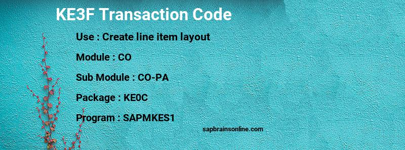 SAP KE3F transaction code