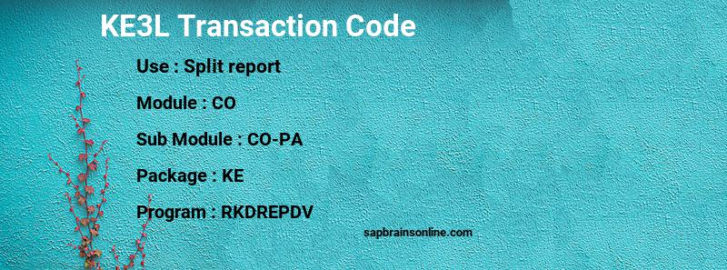 SAP KE3L transaction code