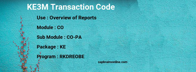 SAP KE3M transaction code