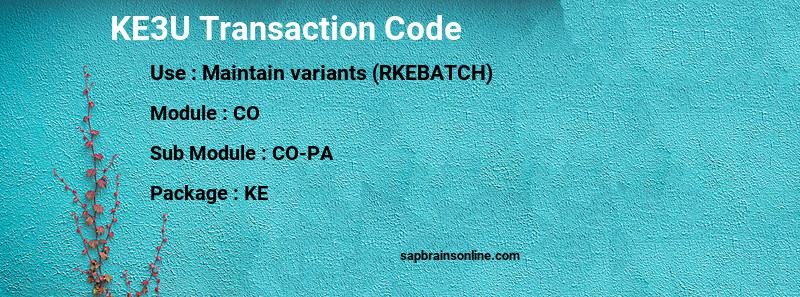 SAP KE3U transaction code