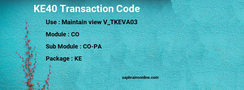 SAP KE40 transaction code