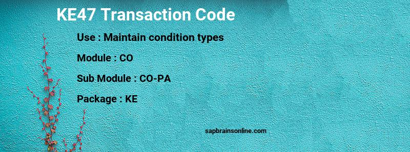 SAP KE47 transaction code