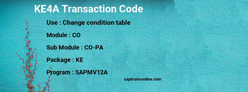 SAP KE4A transaction code