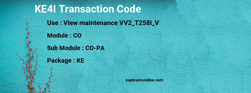 SAP KE4I transaction code