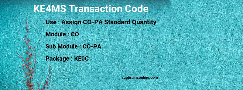 SAP KE4MS transaction code