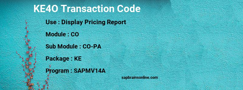 SAP KE4O transaction code