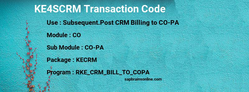 SAP KE4SCRM transaction code