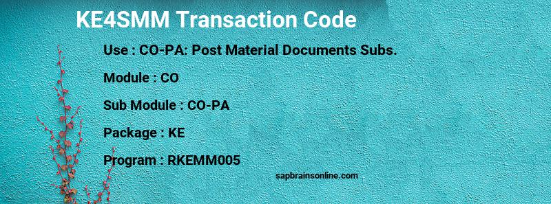 SAP KE4SMM transaction code