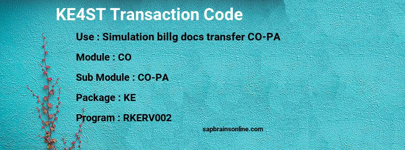 SAP KE4ST transaction code