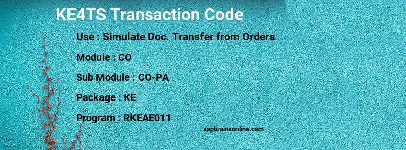 SAP KE4TS transaction code