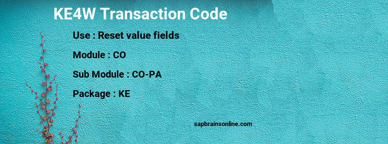 SAP KE4W transaction code