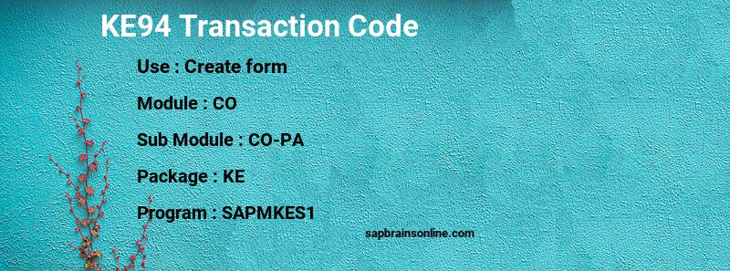 SAP KE94 transaction code
