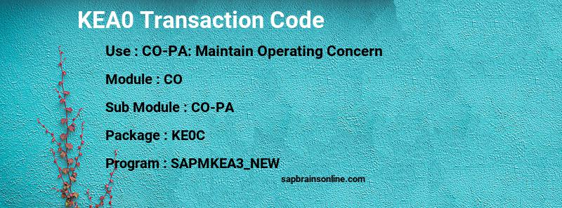 SAP KEA0 transaction code