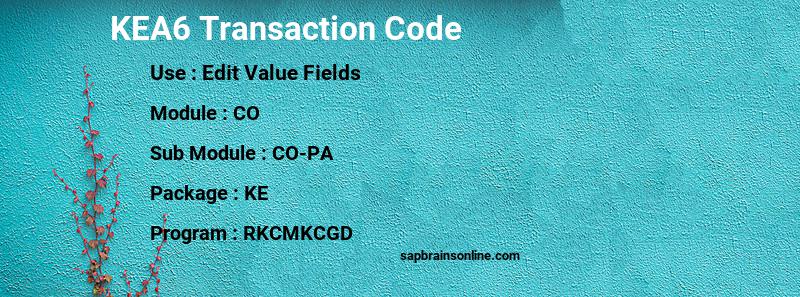 SAP KEA6 transaction code