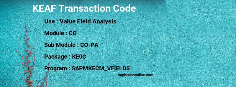 SAP KEAF transaction code