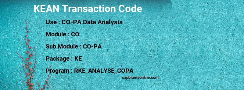 SAP KEAN transaction code