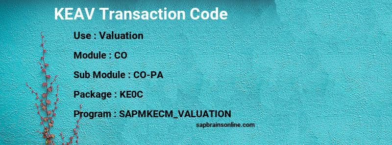 SAP KEAV transaction code