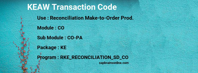 SAP KEAW transaction code