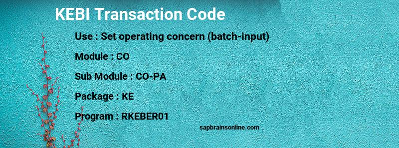 SAP KEBI transaction code