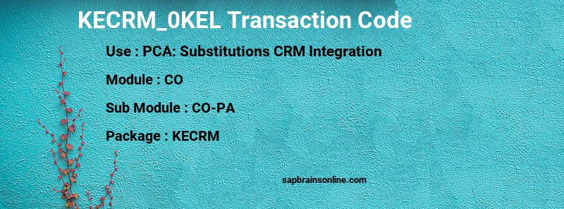 SAP KECRM_0KEL transaction code