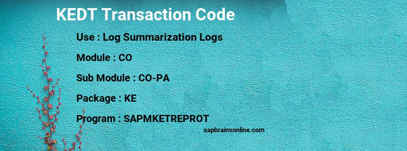 SAP KEDT transaction code
