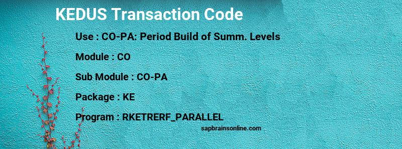 SAP KEDUS transaction code