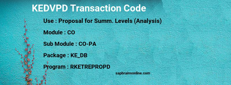 SAP KEDVPD transaction code