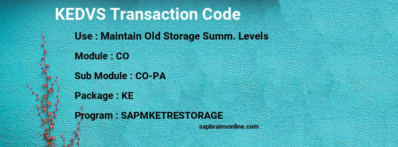 SAP KEDVS transaction code