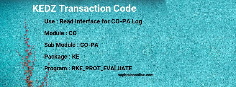 SAP KEDZ transaction code