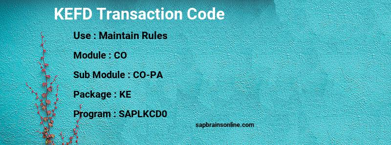 SAP KEFD transaction code