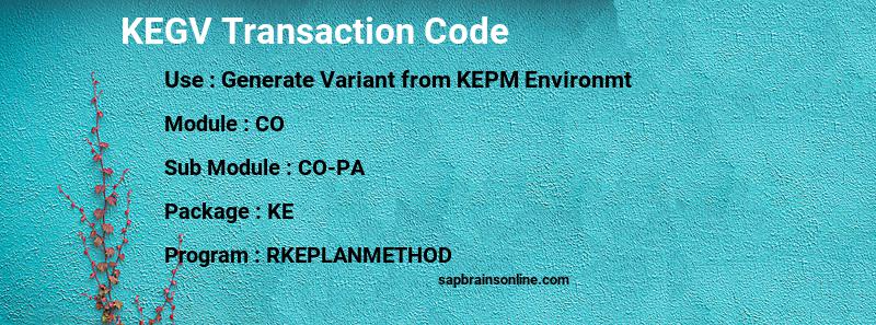 SAP KEGV transaction code