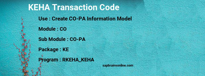 SAP KEHA transaction code