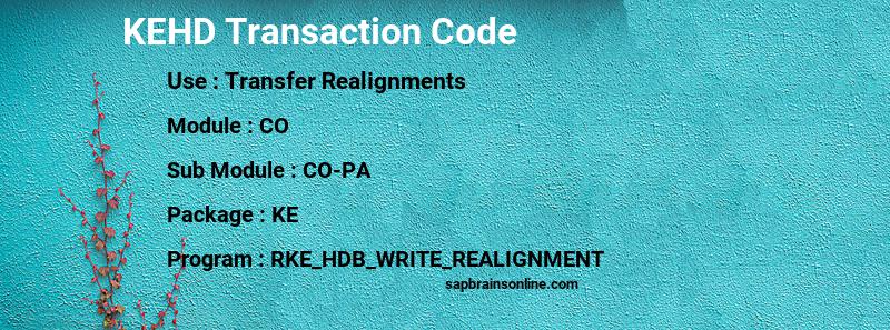 SAP KEHD transaction code