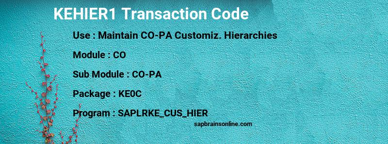 SAP KEHIER1 transaction code