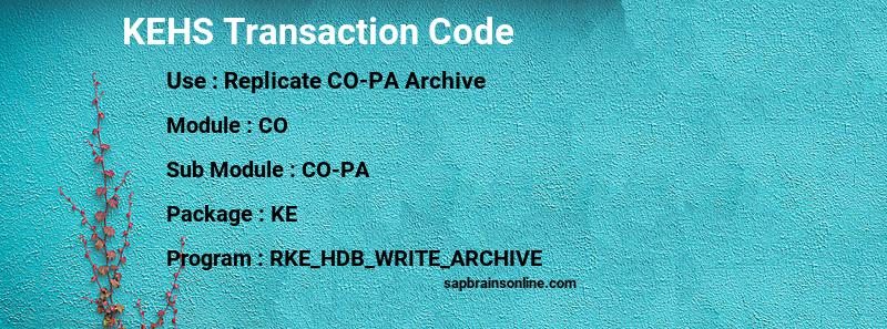 SAP KEHS transaction code