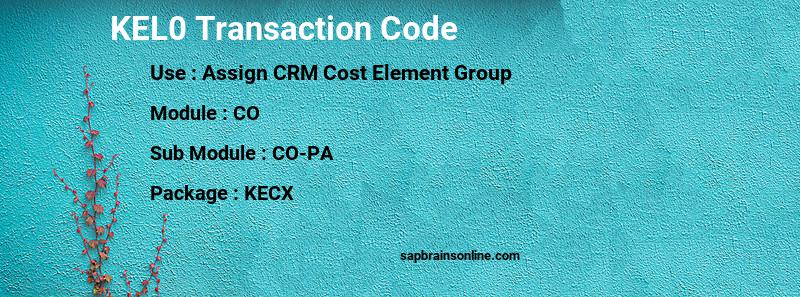 SAP KEL0 transaction code