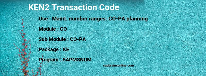 SAP KEN2 transaction code